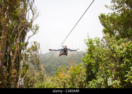 Così chiamato Superman, Extremo Monteverde canopy tour, Monteverde Costa Rica Foto Stock