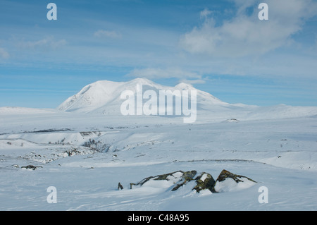 Blick zum Akkamassiv, Stora Sjoefallet Nationalpark, Welterbe Laponia, Norrbotten, Lappland, Schweden Foto Stock