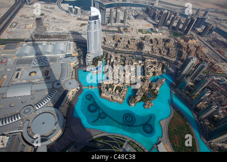 La città si vede dal Burj Khalifa, Dubai, Emirati arabi uniti ( UAE ) Foto Stock