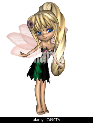 Carino Toon Fairy in verde e viola abito di fiori Foto Stock