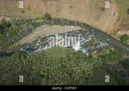 Fotografia aerea del fiume Giordano delle alture del Golan Foto Stock