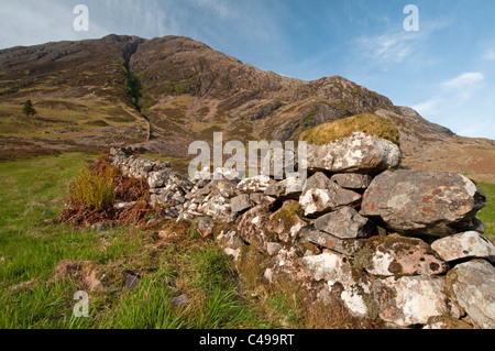 Antico in pietra a secco in parete Glencoe Highland Regione, Scozia. SCO 7121 Foto Stock