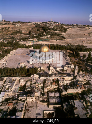 Fotografia aerea del Monte del Tempio nella città vecchia di Gerusalemme Foto Stock