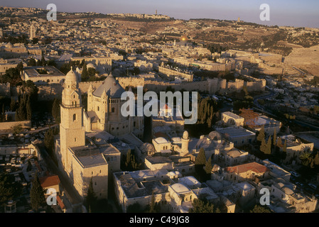 Fotografia aerea della Dormition Abbey nella città vecchia di Gerusalemme Foto Stock