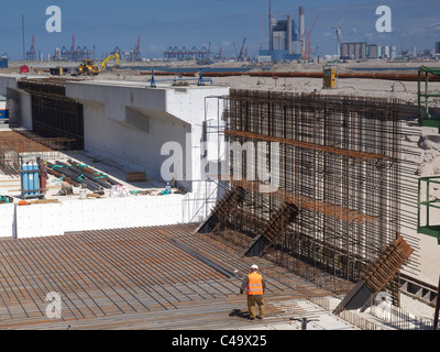 Sito in costruzione del nuovo deep sea port banchine di espansione a Maasvlakte 2 Rotterdam, Paesi Bassi Foto Stock