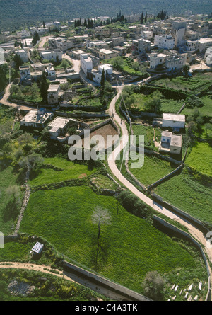 Fotografia aerea di un villaggio arabo in Samaria Foto Stock