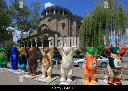 La Bulgaria, Sofia, Sveta Nedelya cattedrale, United Buddy Bears Mostra, Foto Stock