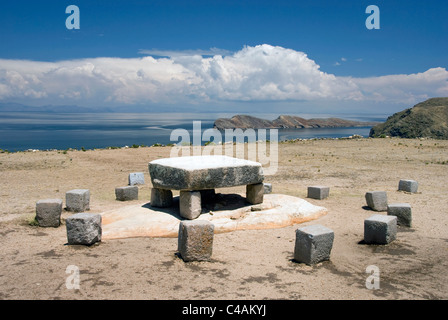 Rovine di Chincana, 15th-16th c, tabella cerimoniali. Foto Stock