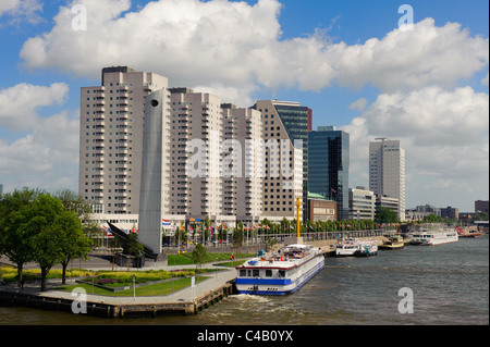 Rotterdam e sul fiume Meuse Paesi Bassi, Europa Foto Stock