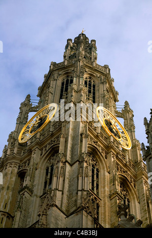 Belgio, Fiandre, Anversa; il campanile dal gotico Onze Lieve Vrouwkathedraal Foto Stock