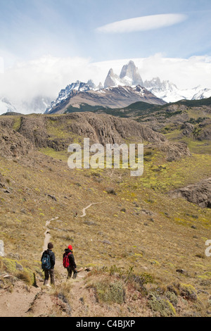 Fitz Roy massiccio, Parque Nacional Los Glaciares, Patagonia, Argentina Foto Stock