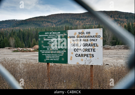 Sito di smaltimento in Mullan, Idaho per suolo contaminato. Foto Stock