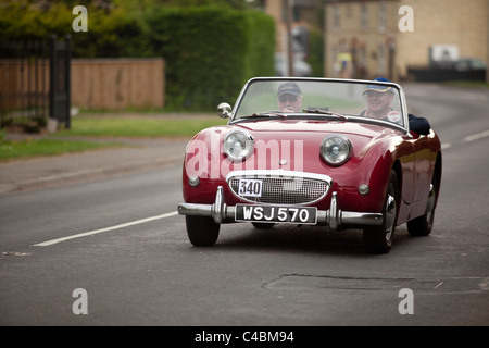 Austin Healey Frog Eyed Sprite contrassegnare I, a Histon e Cottenham auto da rally. Cambridge Regno Unito Foto Stock