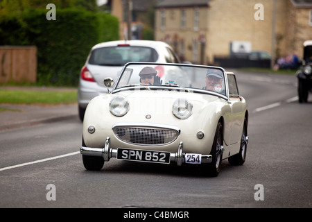 Austin Healey Frog Eyed Sprite contrassegnare I, a Histon e Cottenham auto da rally. Cambridge Regno Unito Foto Stock