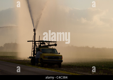 Canon di acqua utilizzato per l'irrigazione delle colture Foto Stock