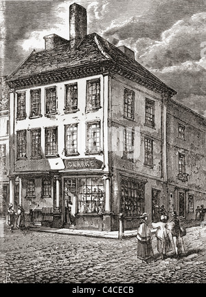 Il Dottor Samuel Johnson Birthplace in Piazza del Mercato, Lichfield Inghilterra visto nel tardo XIX secolo. Foto Stock