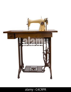 Macchina per cucire isolati su sfondo bianco Foto Stock