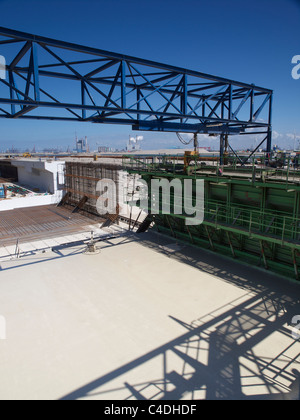 Costruzione di banchine del mare profondo di espansione porta a Maasvlakte 2, porto di Rotterdam, Paesi Bassi. Foto Stock