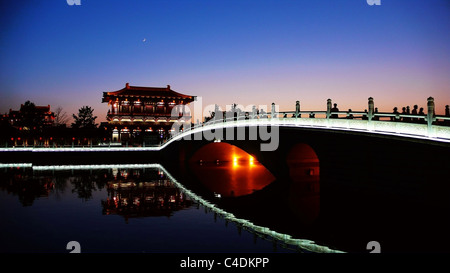 Scene notturne di Tang Paradise in Xian, Cina Foto Stock