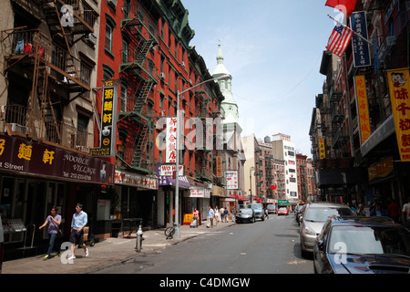 Mott Street, Chinatown, New York City Foto Stock