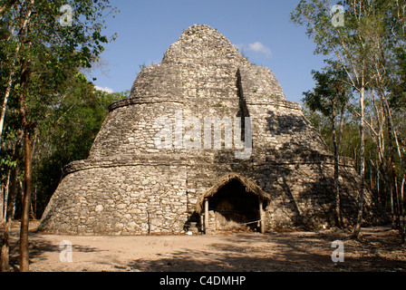 Xaibe o piramide Crossroads alle rovine Maya di Cobá, Quintana Roo, Messico Foto Stock