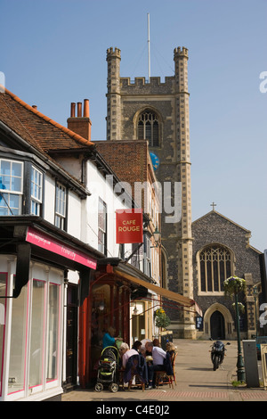 Hart Street con Santa Maria Vergine Chiesa, Henley-on Thames, Oxfordshire, England, Regno Unito Foto Stock