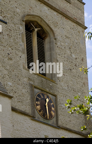 Inghilterra Cambridgeshire Grantchester orologio della chiesa Foto Stock