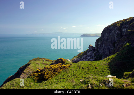 Pentire Headland seascape in estate vicino a Polzeath North Cornwall Inghilterra UK GB Isole britanniche Foto Stock