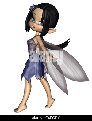 Carino Toon Fairy in fiore azzurro vestito Foto Stock