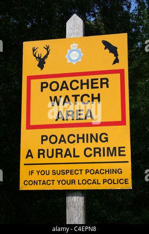 Bracconiere guardare Area Sign In Cumbria, Regno Unito Foto Stock