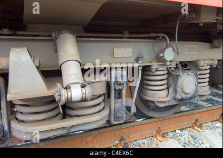 Dettaglio di un carrello di un treno Foto Stock