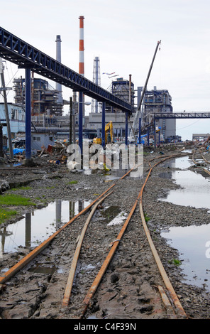 Un Paper Manufacturing Factory danneggiato dal Tsunami 11 Marzo 2011 Foto Stock