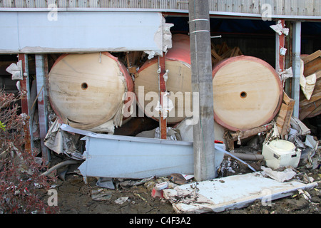 Un Paper Manufacturing Factory danneggiato dal Tsunami 11 Marzo 2011 Foto Stock