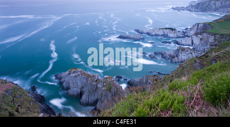 Costa frastagliata di Morte punto sulla North Devon Coast, Mortehoe, Devon, Inghilterra. Molla (Maggio 2010). Foto Stock