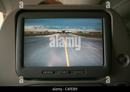 Schienale Video IFE Emirates Air lines compagnia aerea Foto Stock