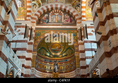 Interno della cattedrale di Notre Dame de la Garde, Marsiglia, Francia, Foto Stock