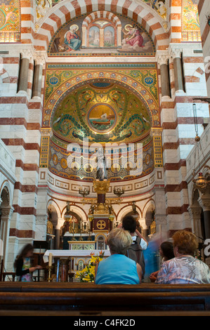 Interno della cattedrale di Notre Dame de la Garde, Marsiglia, Francia, Foto Stock
