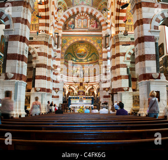 Interno della cattedrale di Notre Dame de la Garde, Marsiglia, Francia, Foto Stock