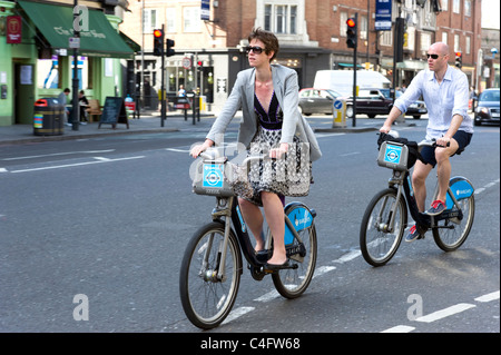 Barclays cycle hire scheme, London, Regno Unito Foto Stock