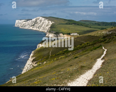 Isola di Wight, Baia di acqua dolce e di Tennyson giù dalla Compton giù, IoW, Inghilterra, Regno Unito. Foto Stock