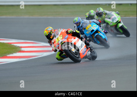 Valentino Rossi, Alvaro Bautista, Loris Capirossi e randy de Puniet in condizioni di bagnato, moto gp, 2011, Foto Stock