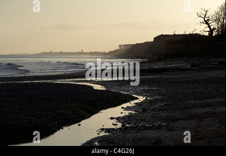 Guardando verso Southwold da Benacre sulla costa di Suffolk Foto Stock