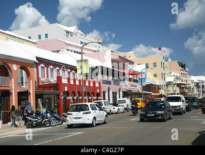 Front Street a Hamilton, Bermuda. Foto Stock