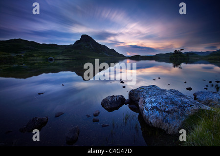 Llynnau Cregennen all'alba, sotto Cadair Idris, Snowdonia, Galles Foto Stock