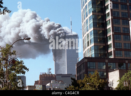 World Trade Center fire/ terrorismo Settembre 11, 2001. (© Richard B. Levine Foto Stock