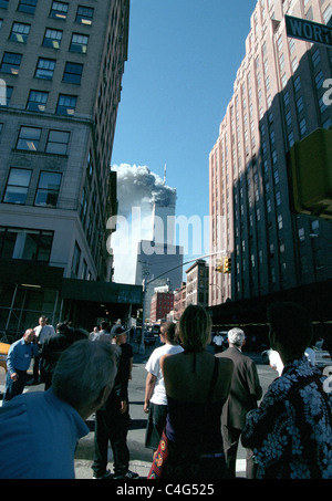 World Trade Center fire/ terrorismo Settembre 11, 2001. (© Richard B. Levine Foto Stock