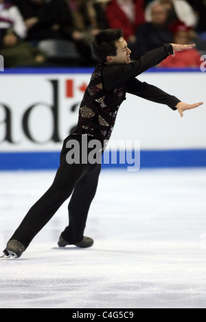 Canadese Campione del Mens, Patrick Chan compete al 2010 BMO Skate Canada Campionati Nazionali a Londra, Ontario, Canada. Foto Stock