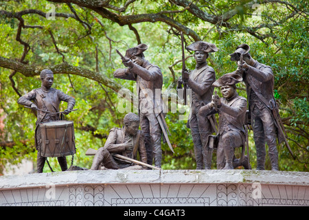 Monumento ai soldati haitiani che hanno combattuto nella guerra rivoluzionaria americana a Savannah, Georgia Foto Stock