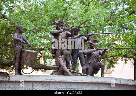 Monumento ai soldati haitiani che hanno combattuto nella guerra rivoluzionaria americana a Savannah, Georgia Foto Stock