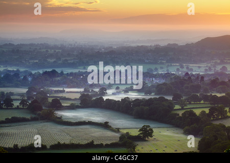 Il Blackmore vale all'alba, da Okeford Hill, Dorset, Inghilterra Foto Stock